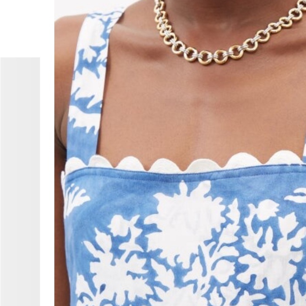 Juliet Dunn tie-back printed cotton midi dress